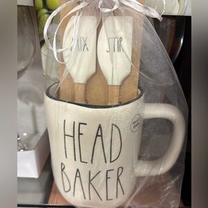 NWT Rae Dunn HEAD BAKER mug and spatulas
